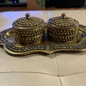 Vintage Brass Trinket Box Set